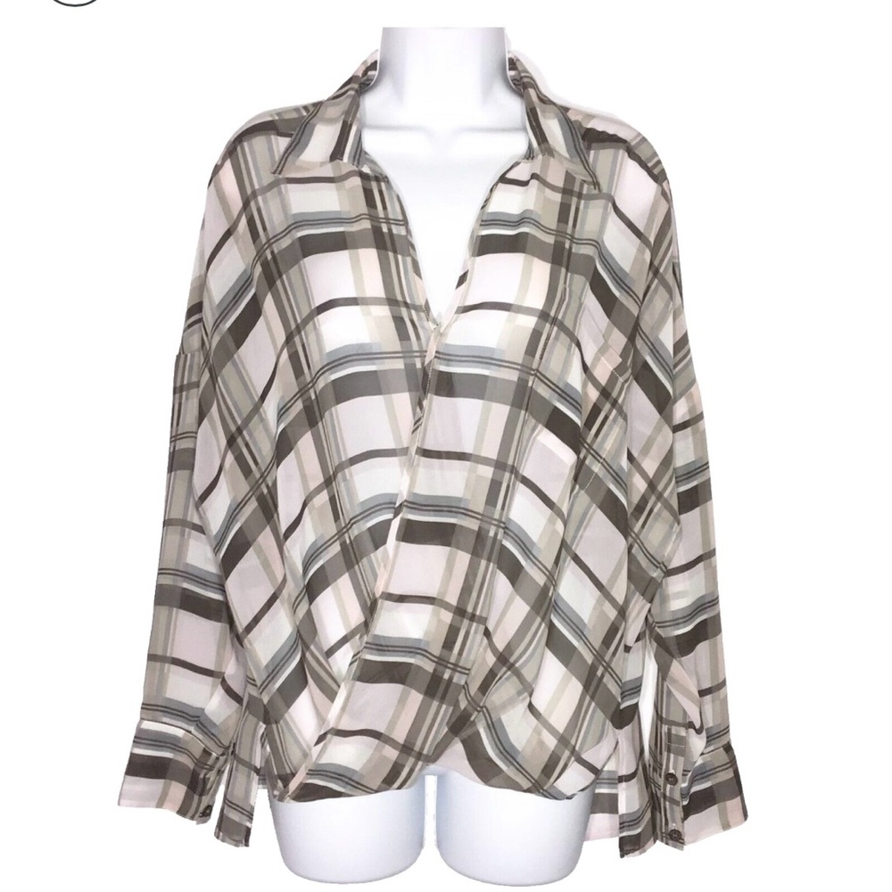 Plaid Women's Top in Pink and Tan